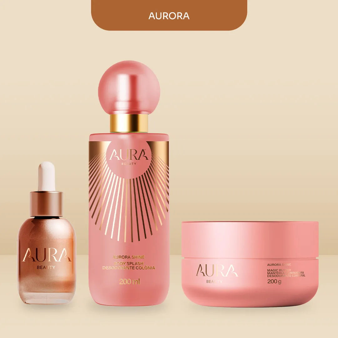 Kit Aurora: Body Splash + Manteiga Iluminadorar + Primer Acetinado