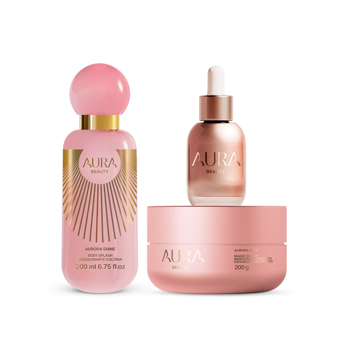 Kit Aurora: Body Splash + Manteiga Iluminadorar + Primer Acetinado