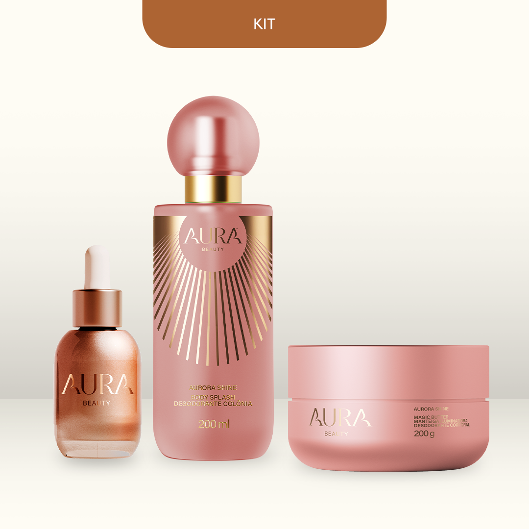 Kit Aurora: Body Splash + Manteiga Iluminadorar + Primer Acetinado