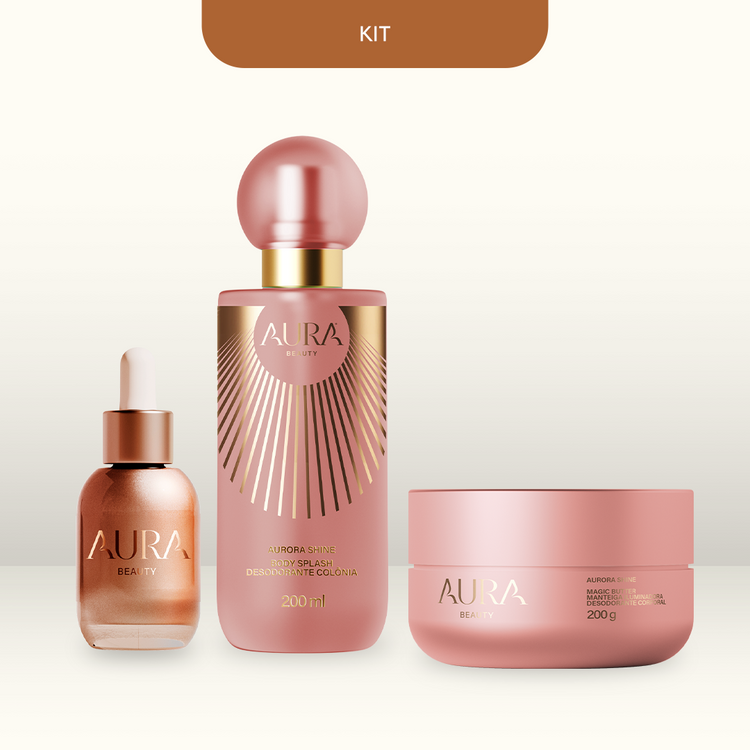 Kit Aurora: Body Splash + Manteiga Iluminadorar + Primer Acetinado