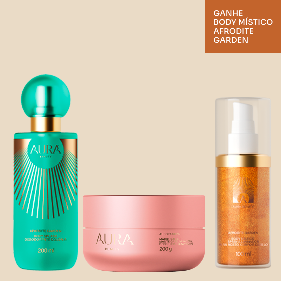 Compre Body Splash Afrodite Garden + Manteiga Iluminadora Aurora Shine Ganhe Body mistico Afrodite Garden